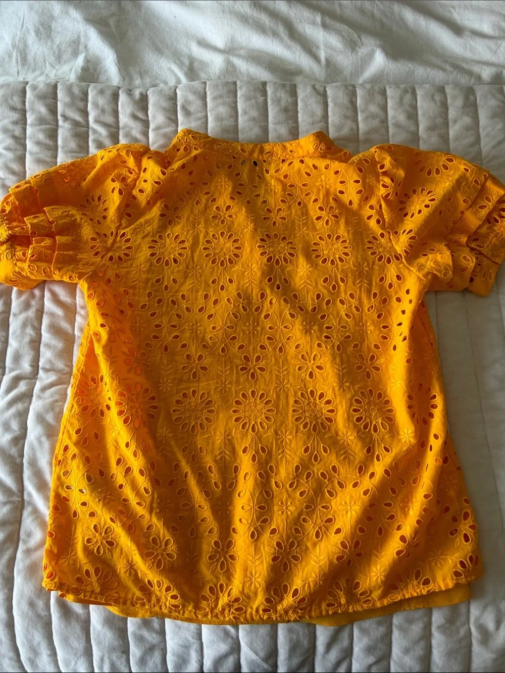 JCREW Eyelet Split-Neck Top - Marigold Yellow